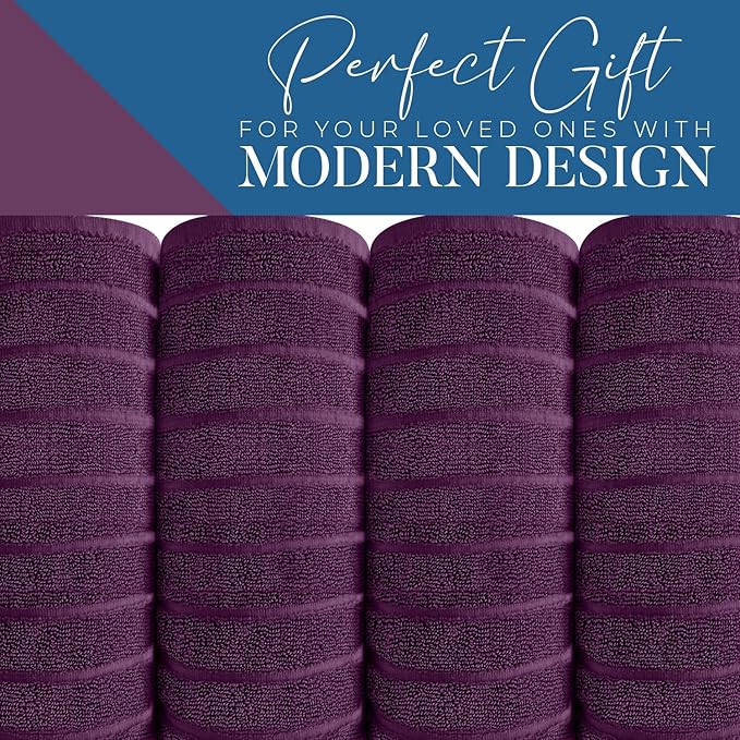 DAN RIVER Pack of 2 Bath Sheet 35x70 Inches, Oversized Ribbed Quick Dry Towel, Soft Luxury Towels for Bathroom - Purple Passion