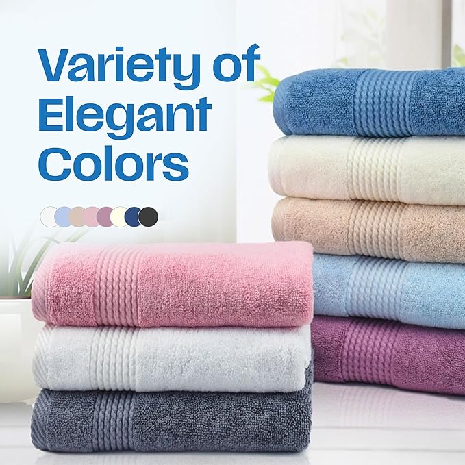 East'N Blue Lara Premium Bath Towel Set 6 Piece - Soft & Highly Absorbent Bathroom Towel Set, 100% Luxury Turkish Cotton, Flannel Bath Towels, 1 Bath Towel, 1 Hand Towel, 4 Washcloths - Dark Gray