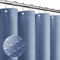 Gibelle Moonlight Blue Shower Curtain, Waffle Weave Textured Fabric Shower Curtain for Bathroom - Soft Cloth & Hotel Spa Luxury, Water Repellent, Machine Washable, 72X72, Moonlight Blue