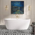 59" Free Standing Tub, Pure Acrylic Freestanding Bathtub, Stylish Stand Alone Contemporary Deep Soaking Bath Tub, cUPC Certified SY5850 (Glossy White)