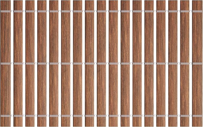 Teak String Shower Mat,Wood Non Slip Bath Mats for Bathroom, Quick Dry Bath Tub Mat for Spa, Sauna, Pool, Hot Tub Flooring Decor and Protector(19.7" W x 31.5" L)
