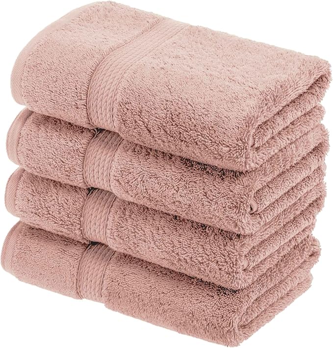 BLUENILEMILLS Madison Egyptian Cotton Hand Towels, Towel Set for Bathroom, Shower, Spa, Hotel, Plush, 800 GSM, Gym, Highly Absorbent and Ultra-Soft Towels, Bath Essentials, Set of 4, Muted Mauve