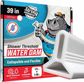 Shower Threshold Water Dam Barrier 39" - White Collapsible Shower Water Blocker - Shower Guard for Walk in Shower - Water Guard Stopper for Floor - Shower Dam - 1.5" Tall - By Hippo Dam