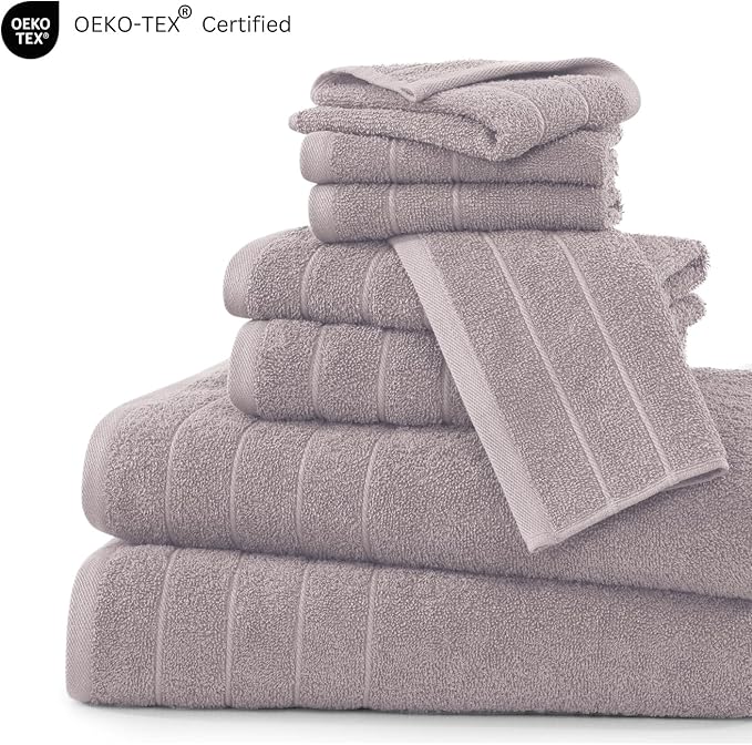 Casa Platino 100% Cotton 8 Piece Bath Towel Set - Ring Spun, Quick Dry, Super Soft & Highly Absorbent - 2 Bath, 4 Washcloths, 2 Bathroom Hand Towels - Hotel Quality Bathroom Towel Set - Platinum
