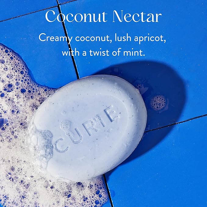 Curie Coconut Nectar Exfoliating Body Wash Bar – Natural, Vegan, Sulfate-Free Formula for Gentle Exfoliation & Soft, Radiant Skin (3PK)