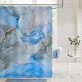 Gibelle Abstract Shower Curtain, Blue Grey Marble Fabric Shower Curtain for Bathroom, Modern Ink Art Decor Waterproof Shower Curtain Set with Hooks, 71x71