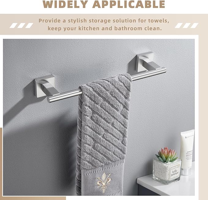 Suyar Bathroom Towel Holder Brushed Nickel, SUS 304 Stainless Steel Hand Towel Bar for Wall, 13.78 Inch