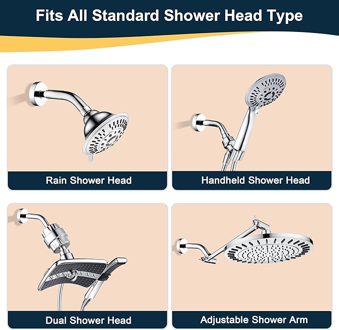 BRIGHT SHOWERS Brass Shower Arm with Flange 6 Inch Wall Mounted Shower Pipe Arm Extension for Fixed Shower Head and Handheld showerhead, Chrome
