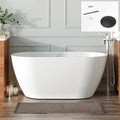 FerdY 55" Bali Acrylic Freestanding Bathtub, Gracefully Shaped Freestanding Soaking Bathtub, cUPC Certified, Toe-Tap Matte Black Drain