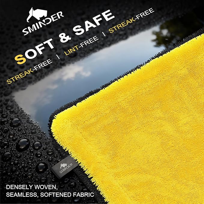 1400 GSM Car Drying Towels – Microfiber Towels for Cars (48" x 24"), Ultra-Absorbent, Streak-Free, Scratch-Free, No Water Spots, Double-Twist Pile & Edgeless Design