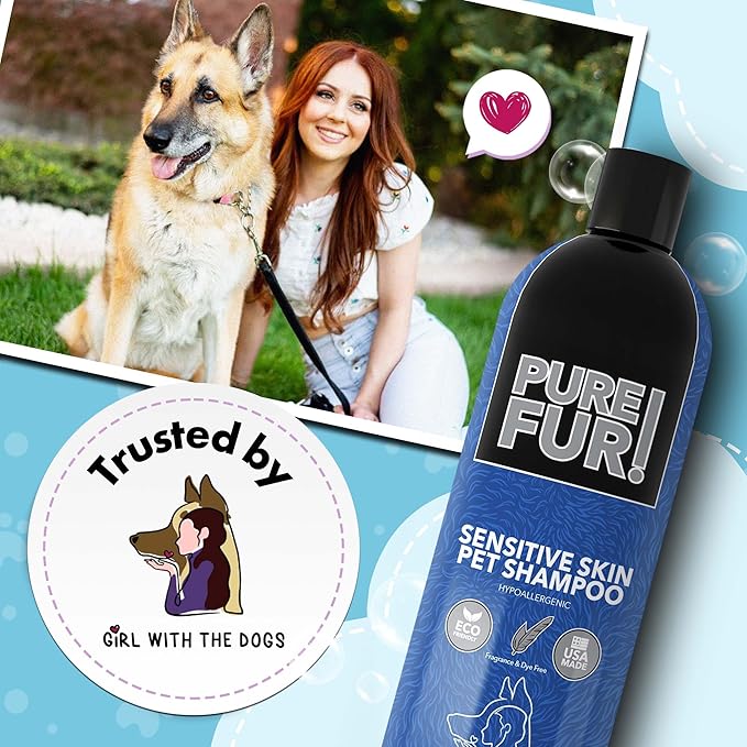 Pure Fur! by Girl With The Dogs - Made in USA - Sensitive Skin Pet Shampoo, 16 oz