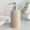 Lunestella Elegant Boho Beige Hand Soap Dispenser with Stainless Steel Pump, for Bathroom and Kitchen, Rust Proof, 7oz