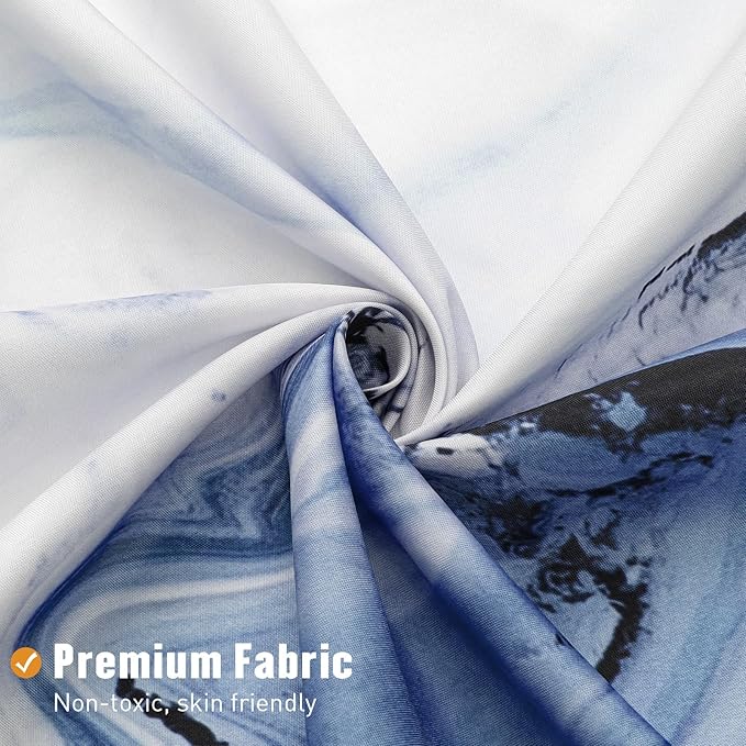 MitoVilla Blue Marble Shower Curtain, Modern Ombre Fabric Cloth Shower Curtains for Luxury Bathroom Decor, Abstract Watercolor Shower Curtain, Navy Blue, 72x72