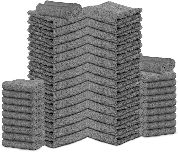 Salon Towels – 50 Pack Grey Hand Towels 100% Cotton Spa Towels – 16x27 inches Highly Absorbable Facial Towels Gym Towels Hair Towels and Face Towels Bulk Small Towels (Not Bleach Proof)