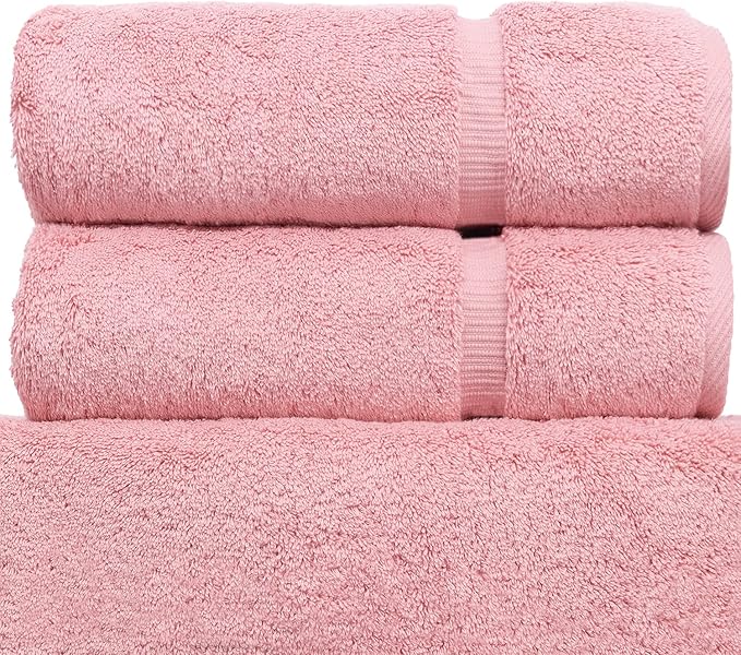 Monogrammed Hand Towel, Personalized Initial Gift, Extra Absorbent 100% Turkish Cotton - Soft Terry Finish - Set of 2 - Black Block Initial I - Embroidered on Pink Towels