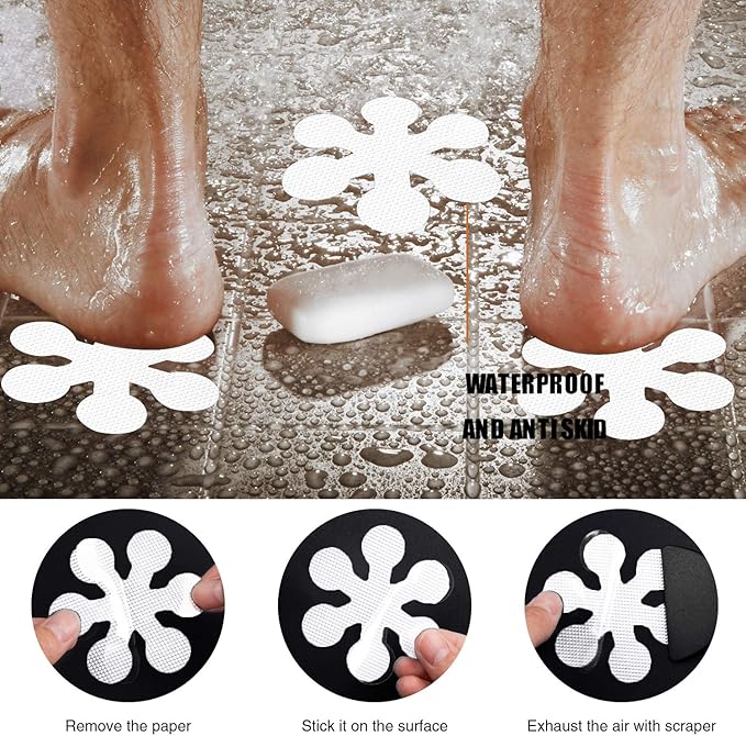 Bathtub Stickers Non-Slip, Safety Shower Treads Adhesive Appliques with Premium Scraper