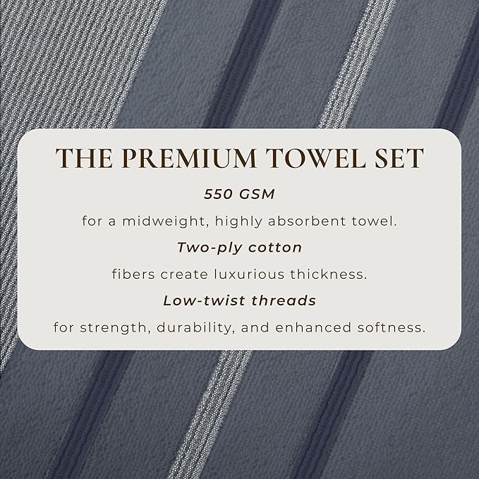 Great Bay Home Decorative Hand Towel Set - Luxury Cotton 4 Pack 26x16 Hand Towel Set - Luxurious, Ultra-Soft, Durable Towels for Bathroom Decor (Blue)