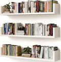 Wall Bookshelf, Set of 3, 36 Inches U Shaped Wall Shelves, Long Deep Floating Shelves, Large Floating Book Shelves - Wood Hanging Bookshelves for Kitchen, Bedroom