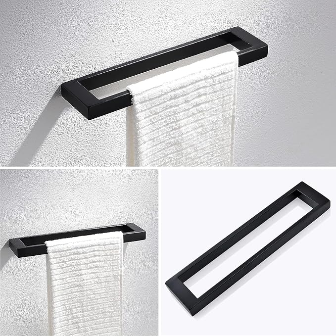 Lairuier Bathroom Hardware Accessories Set Matte Black 4-Piece Towel Bar Set 304 Stainless Steel Wall Mounted Bath Towel Rack Set, 24 Inch