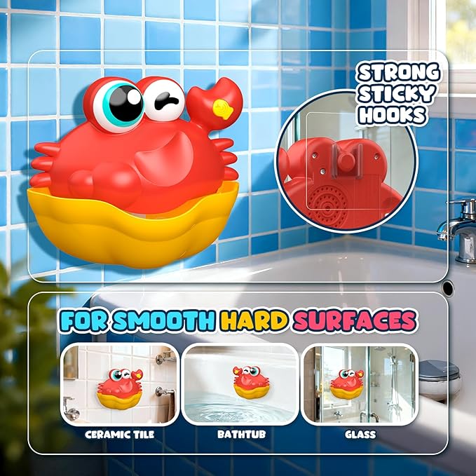Bath Toys for Kids Ages 1-3,Light Up Baby Bath Toys Crab Bubble Maker with Colourful Light Toddler Bathtub Birthday Gifts Christmas Stocking Stuffers for Boys Girls Aged 1-3 2-4 3-5