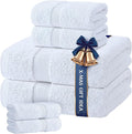 White Bath Towel Set of 6 - 100% Cotton Highly Absorbent Towels for Bathroom, 2 Luxury Bath Towels 650GSM, 2 Hand Towels, 2 Washcloths
