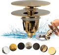 Artiwell Universal Bathroom Sink Drain Stopper, Fits Most Pop-Up Drains for Vessel Sink Lavatory Vanity, Sink Drain Strainer with Detachable Hair Catcher, Tested by Plumber in US (Champagne Bronze)