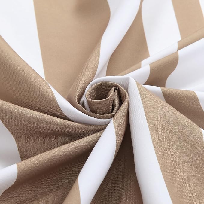 Beige and White Striped Shower Curtain 72x72 Inches, Waterproof Fabric with Modern Gradient Lines, 12 Rustproof Grommets & Weighted Hem