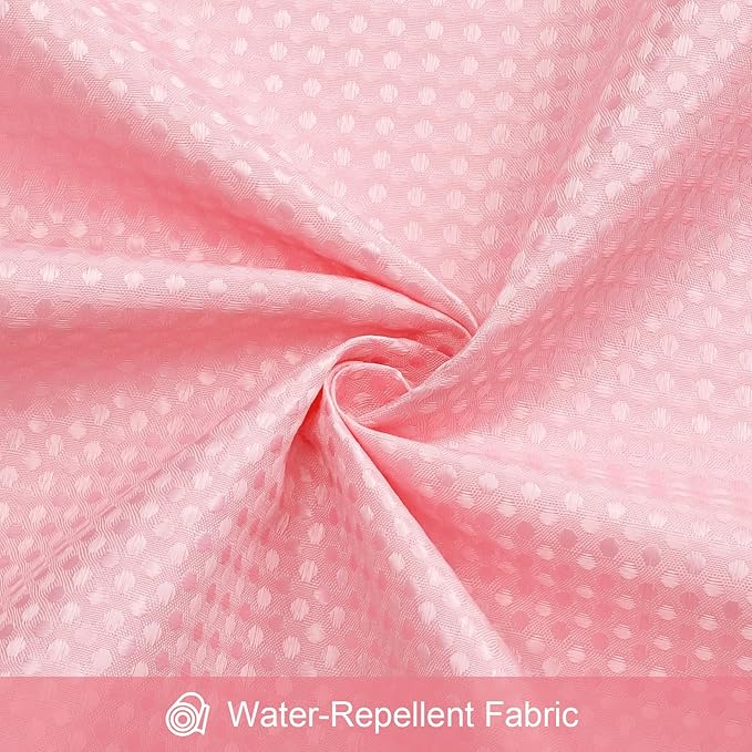 3 in 1 Stall Half Size Pink Shower Curtain Set-36 W x 72 H, Modern Waffle Waterproof Fabric and PEVA Liner Set with Stainless Steel Hooks