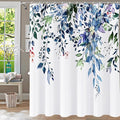 Shower Curtain Blue Green Eucalyptus Shower Curtains for Bathroom, Watercolor Leaf Shower Curtain Sets Waterproof Plant Shower Curtain Leaves Fabric Cloth Bathroom Curtains 72x72 inch with Hooks