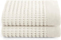 GILDEN TREE Waffle Hand Towels for Bathroom Quick Dry Large Luxury Lint Free Super Absorbent Cotton Hand Towels Set of 2, Modern Style (Cream)