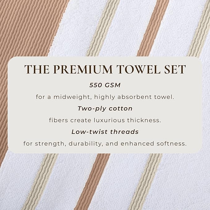 Great Bay Home Decorative Oversized Bath Sheet Set - Luxury Cotton 2 Pack 68x35 Extra Large Towels - Luxurious, Ultra-Soft, Durable Towels for Bathroom Decor (Dusty Rose/Cappuccino)