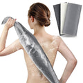 ARCH&M Exfoliating Washcloth (3 Pack), Japanese Body Scrubber for Shower, Long Nylon Towel for Back, Korean Exfoliation for Glowing Skin (Gray Black Off-White)