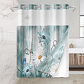 No Hook Shower Curtain Set with Snap in Fabric Liner for Bathroom,with See Through Top Window,Double Shower Curtain with Detachable Liner Replacement,Machine Washable,Daisy Flower,71x74inch
