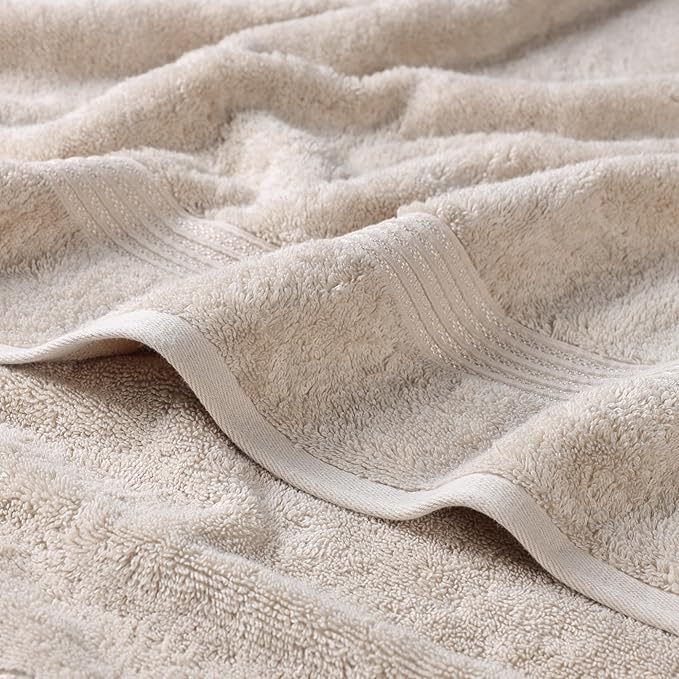 Superior Egyptian Cotton Bath Towel Set, Towels for Home Bathroom, Master, Guest Bath, Decor Essentials, Quick Dry, Absorbent, Large Body Towels, Spa, Hotel, Resort, Adult, Kids, Set of 4, Stone