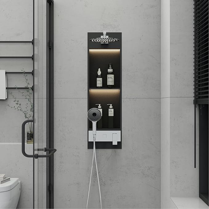 Shower Niche System w/LED Lights, Bathroom Shower System w/ 304 Stainless Steel Wall Niche