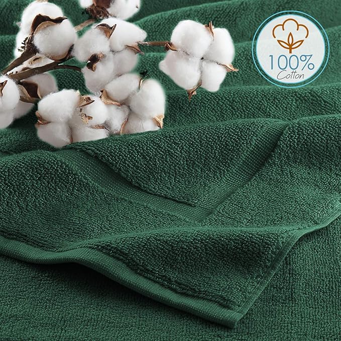 Hearth & Harbor Bath Mat Towels - 100% Ring Spun Cotton Luxury Towels - Ultra Soft & Highly Absorbent, Bathroom Towels, Floor Mat - Hunter Green