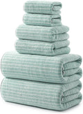 REDKISS Ultra Soft Bath Towels Set of 6 Large 35"x70" | 100% Microfiber, Highly Absorbent & Quick Dry | sage Green Towels for Bathroom, Spa, Gym | 2 Bath, 2 Hand, 2 Washcloths