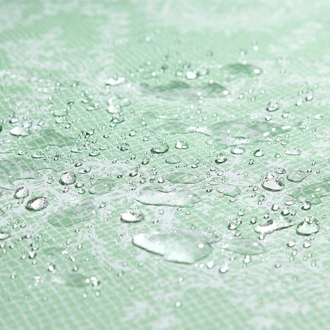 Extra Long Shower Curtain - Chantilly Lace Design, Heavyweight Polyester, Grass Green to White Ombre, 72" W x 84" H