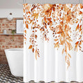 Gibelle Orange Eucalyptus Shower Curtain, Fall Watercolor Plant Leaves with Floral Bathroom Shower Curtain Set, 72x72