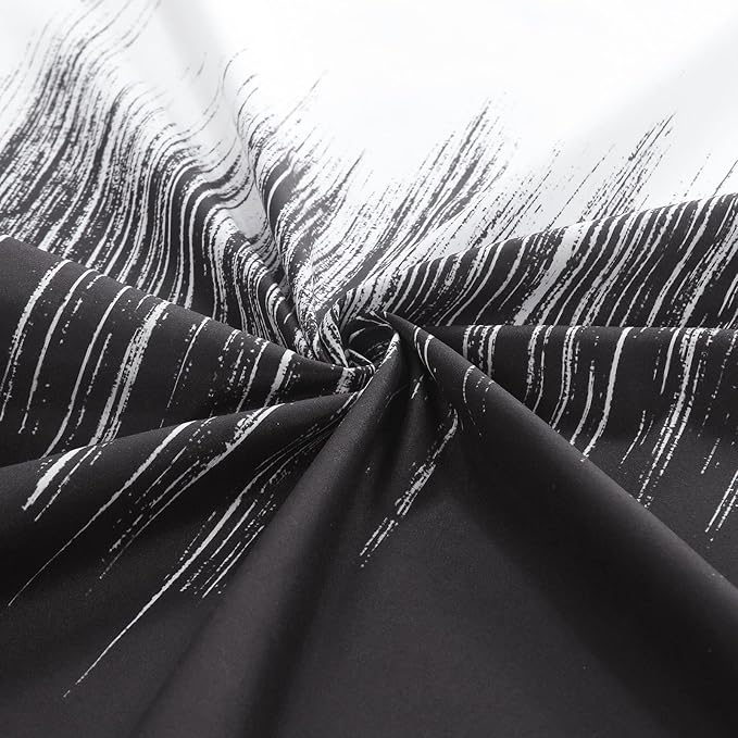 Fabric Shower Curtain, Black and White Brushstroke Printed Shower Curtains for Bathroom, Modern Decorative Bathroom Curtains, 62" W x 72" H