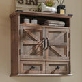 ACCOHOHO Bathroom Wall Cabinet, Farmhouse 24" Wide Medicine Cabinet with Drawer, Adjustable Shelf, Double Barn Doors, Storage Cabinets for Bathroom, Kitchen, Living Room, Rustic Brown