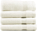EastNBlue Lara 100% Turkish Cotton Washcloths 4 Pack, Extra Soft & Absorbent Wash Cloths for Face & Body (12" x 12"), Terry Cloth, Small Hand Towels for Bathroom, Cream