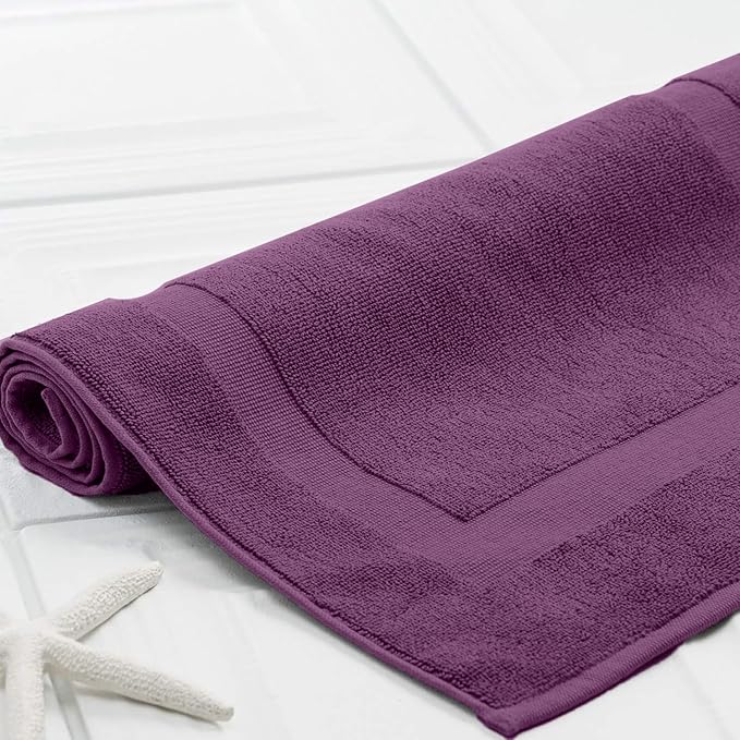 DAN RIVER Classic Cotton Bath Mats Set of 2 – Not a Bathroom Rug, Ultra Soft, Highly Absorbent & Machine Washable Bath Mat Towel for Bathroom Floor Mat – Durable, Quick-Dry, 21x34 Inches, Purple