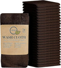 Softolle 100% Cotton Washcloths 24 Pack (12x12 Inches) Soft, Highly Absorbent Washcloth, Face Towels, Wash Cloths for Face, Ring Spun, Bulk Pack (Brown)