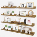 Axeman Picture Ledge Shelf, Floating Shelves for Storage Set of 6, 36 inch Floating Wall Mounted Shelves, Wall Shelves with Lip for Living Room, Bedroom, Nursery, Bathroom, Kitchen, Rustic Brown