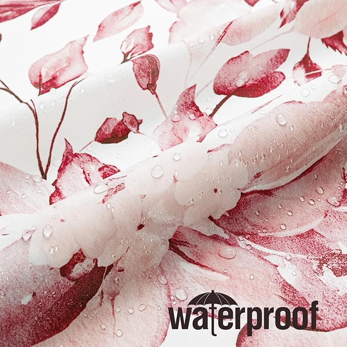 Gibelle Long Shower Curtain 72 x 78, Tall Pink Floral Shower Curtain for Bathroom, Watercolor Plant Eucalyptus Leaves Fabric Shower Curtain Set