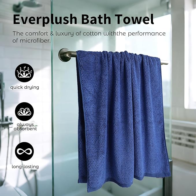 Everplush Diamond Collection Extra Large Bath Sheet Towel – 1 Pieces, Super Soft & Highly Absorbent, Quick-Drying & Extra Large. Perfect for Bathroom, Pool, Swimming Use (Navy, 35" x 66" 1PK)