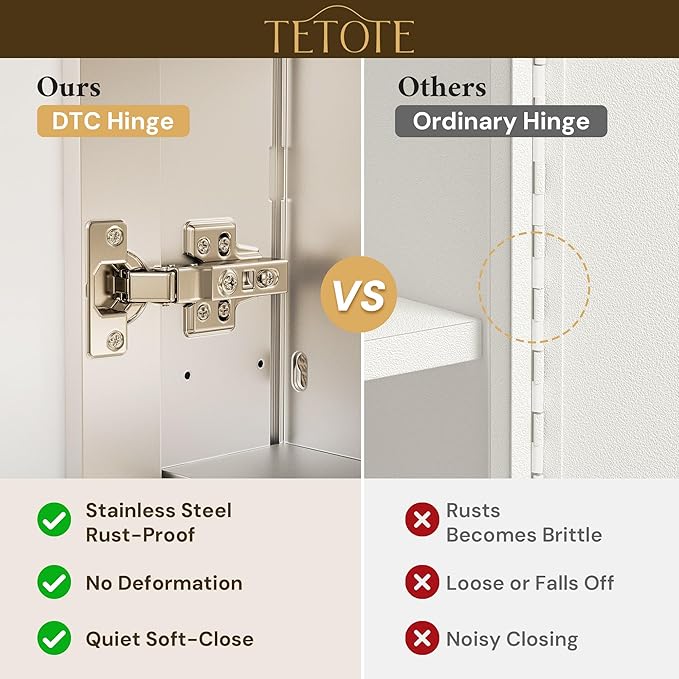 TETOTE 20 x 26 Bathroom Mirror with Storage with Tempered Beveled Mirror Silver Medicine Cabinet Aluminum Cabinet DTC Hinges, Stepless Adjustable Shelves, Recessed/Surface-Mounted