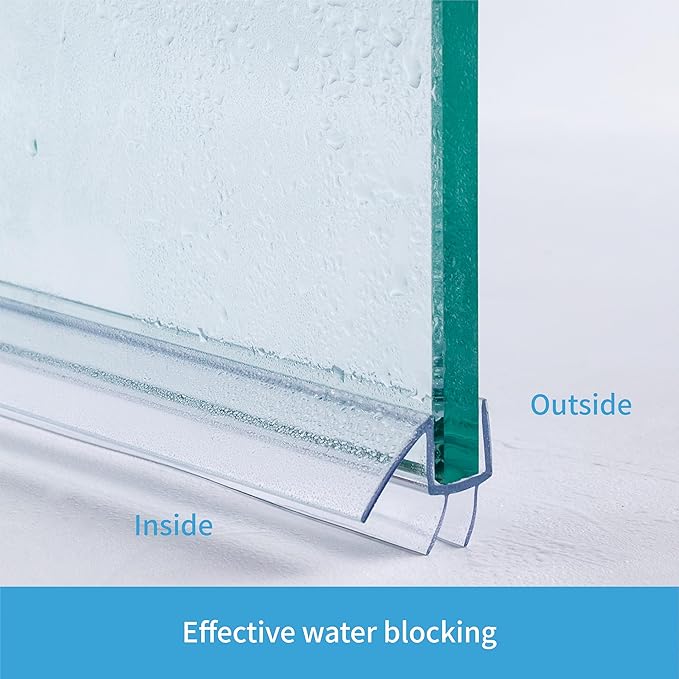 2-Pack ShowerDoor Bottom Seal 3/8" x 39" Polycarbonate Frameless Ultra Clear Shower Door Seal Strip for Glass Doors Stop Leaks and Create a Water Barrier Replacement Shower Cubicle