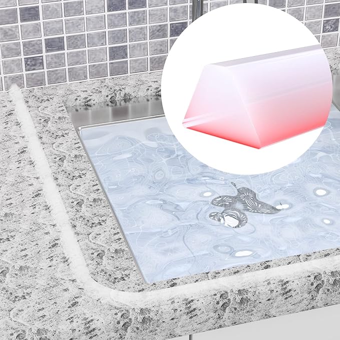 39 Inch Collapsible Shower Water Dam, Shower Threshold Water Dam Shower Barrier, Dry and Wet Separation Door Dam Water Stopper Kitchen Shower Threshold Silicon Water Blocker(Mini Trapezoid)